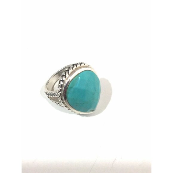 Barse Sterling Silver Large Faceted Turquoise Tear Drop Ring, Size 6.75 - Picture 4 of 12